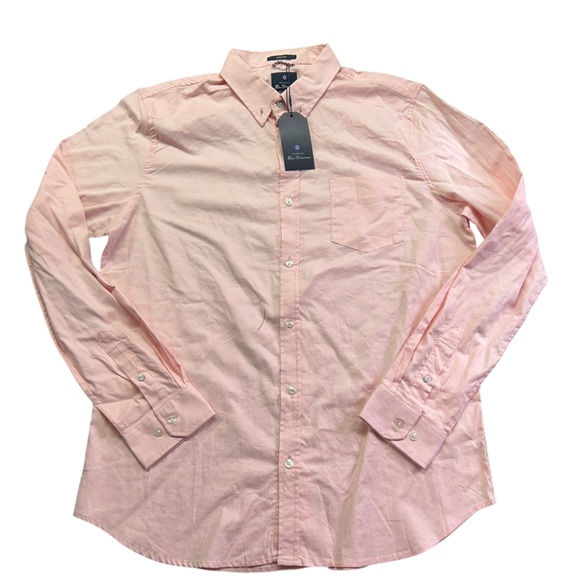 BEN SHERMAN Mens Pink Button-Down Stretch Long Sleeve Modern dress shirt NWT - Picture 4 of 7